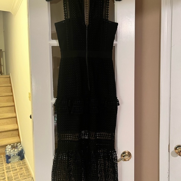 Self-Portrait Black Guipure Lace Midi Dress - Picture 6 of 7